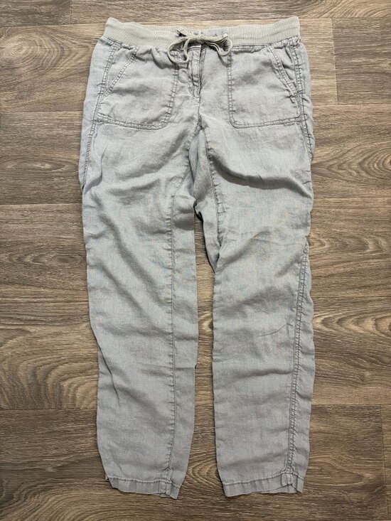 Lou & Grey Pants - Lou & Grey Linen Pants Small Gray Elastic Waist Pockets Lightweight Casual